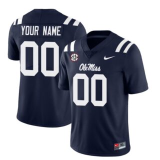 Custom Ole Miss Rebels Jersey Name and Number College Football All Stitched Navy