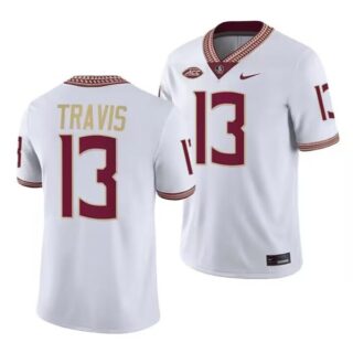 Florida State Seminoles #13 Jordan Travis Jersey White College Football Stitched