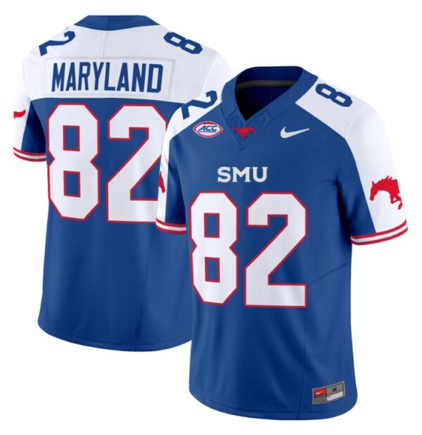 RJ Maryland Jersey #82 SMU Mustangs Icy College Football Vapor Limited Blue Alternate