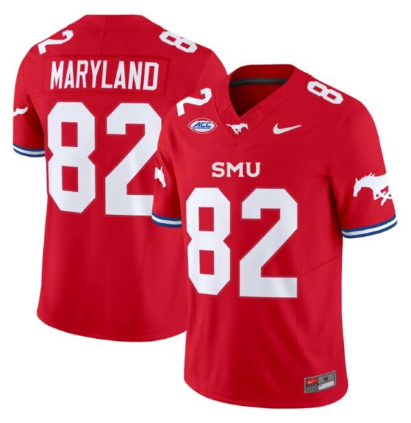 RJ Maryland Jersey #82 SMU Mustangs Icy College Football Vapor Limited Red