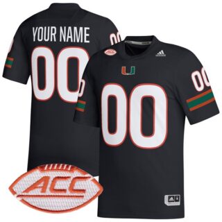Custom Miami Hurricanes Jersey Name and Number College Football Black Alternate Game All Stitched