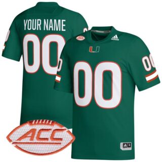 Custom Miami Hurricanes Jersey Name and Number College Football Green Alternate Game All Stitched