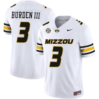 Missouri Tigers #3 Luther Burden III Jersey White College Football Stitched 2024