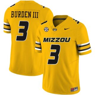Missouri Tigers #3 Luther Burden III Jersey Yellow College Football Stitched 2024