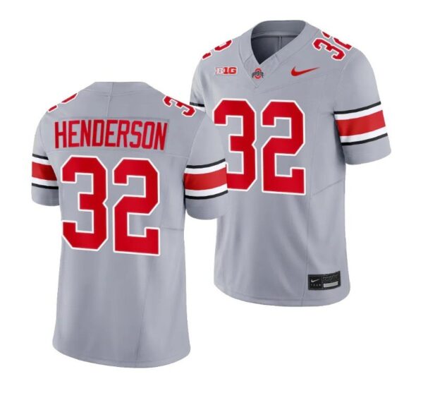 TreVeyon Henderson Jersey Ohio State Buckeyes #32 2023 Alternate Gray Limited Football