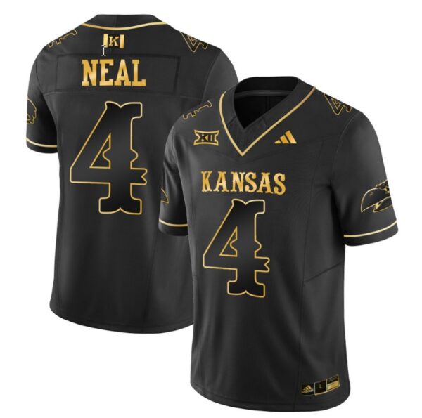 Devin Neal Jersey #4 Kansas Jayhawks Blackhawk Gold Vapor Football Black Gold