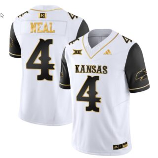 Devin Neal Jersey #4 Kansas Jayhawks Blackhawk Gold Vapor Football Black Sleeves