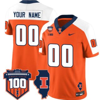 Custom Illinois Fighting Illini Jersey Name and Number Vapor Limited College Football Orange Alternate