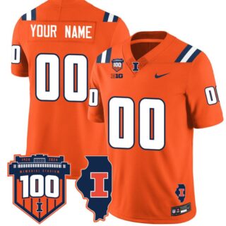 Custom Illinois Fighting Illini Jersey Name and Number Vapor Limited College Football Stitched Orange