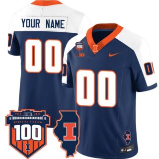 Custom Illinois Fighting Illini Jersey Name and Number Vapor Limited College Football Navy Alternate