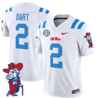 Jaxson Dart Jersey #2 Ole Miss Rebels Vapor Limited College Football Stitched 2024 White