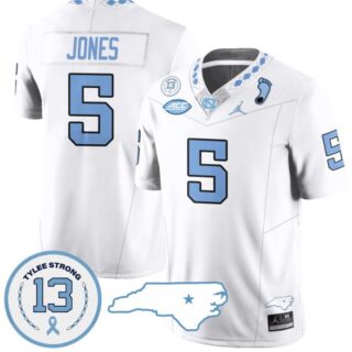 JJ Jones Jersey #5 North Carolina Tar Heels Vapor College Football Stitched White