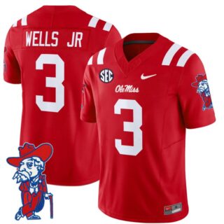 Antwane Wells Jr Jersey #3 Ole Miss Rebels Vapor Limited College Football Stitched Red