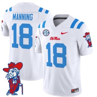 Archie Manning Jersey #18 Ole Miss Rebels Vapor Limited College Football Stitched 2024 White
