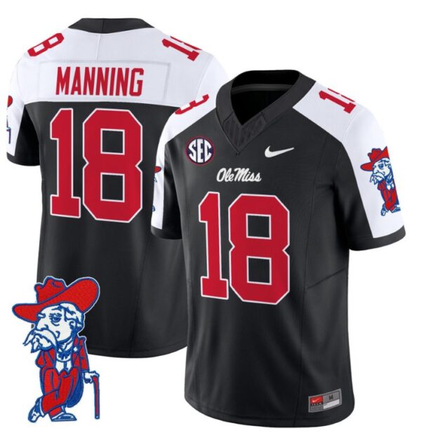 Archie Manning Jersey #18 Ole Miss Rebels Vapor Limited College Football Stitched Black Alternate