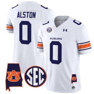 Damari Alston Jersey #0 Auburn Tigers SEC Patch Vapor Limited College Football Stitched White