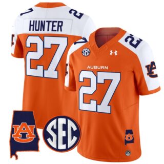 Jarquez Hunter Jersey #27 Auburn Tigers SEC Patch Vapor Limited College Football Orange Alternate
