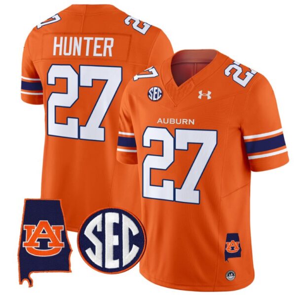 Jarquez Hunter Jersey #27 Auburn Tigers SEC Patch Vapor Limited College Football Stitched Orange