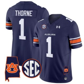 Payton Thorne Jersey #1 Auburn Tigers SEC Patch Vapor Limited College Football Stitched Navy