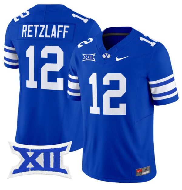 Jake Retzlaff Jersey #12 BYU Cougars Vapor Limited College Football Stitched Royal