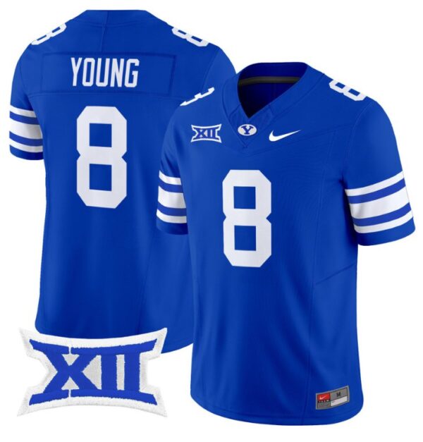 Steve Young Jersey #8 BYU Cougars Vapor Limited College Football Stitched Royal