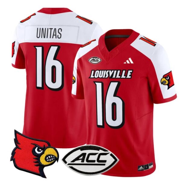 Johnny Unitas Jersey #16 Louisville Cardinals Vapor Football Stitched Red Alternate
