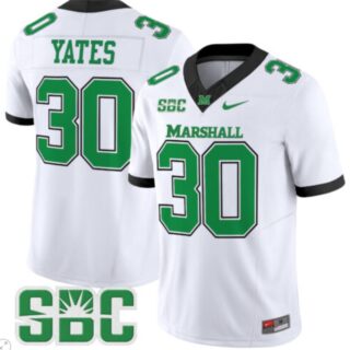 Jaden Yates Jersey #30 Marshall Thundering Herd Vapor Limited Football White
