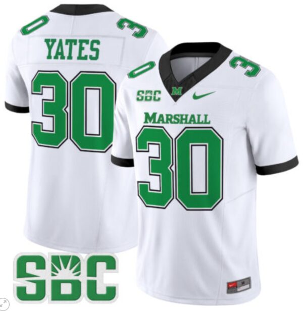 Jaden Yates Jersey #30 Marshall Thundering Herd Vapor Limited Football White