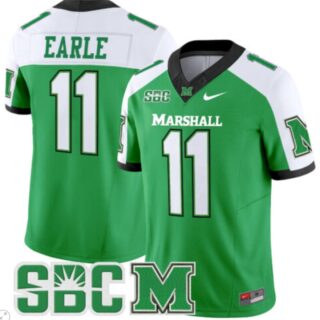 Stone Earle Jersey #11 Marshall Thundering Herd Vapor Limited Football Green Alternate