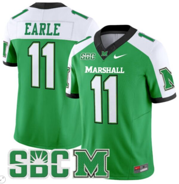 Stone Earle Jersey #11 Marshall Thundering Herd Vapor Limited Football Green Alternate