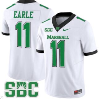 Stone Earle Jersey #11 Marshall Thundering Herd Vapor Limited Football White