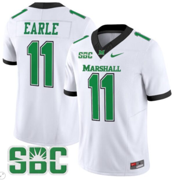 Stone Earle Jersey #11 Marshall Thundering Herd Vapor Limited Football White