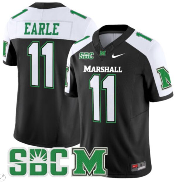 Stone Earle Jersey #11 Marshall Thundering Herd Vapor Limited Football Black Alternate