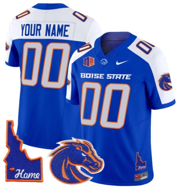 Custom Boise State Broncos Jersey Name, Number Home Patch Vapor Football Royal Alternate