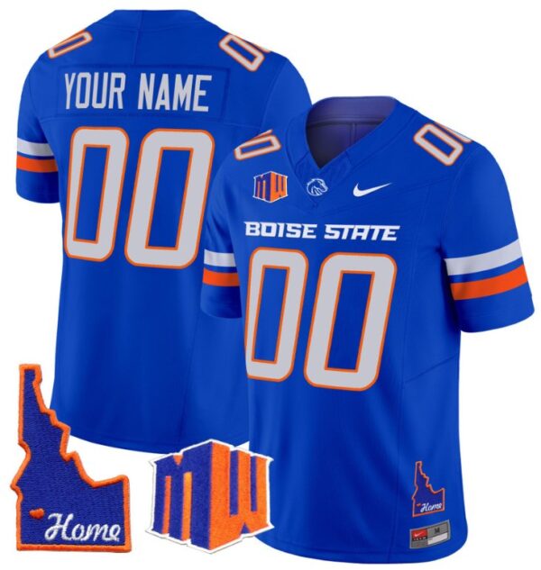 Custom Boise State Broncos Jersey Name, Number Home Patch Vapor Football Royal