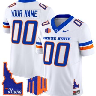 Custom Boise State Broncos Jersey Name, Number Home Patch Vapor Football White