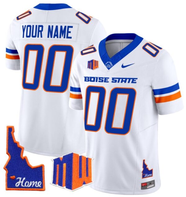 Custom Boise State Broncos Jersey Name, Number Home Patch Vapor Football White