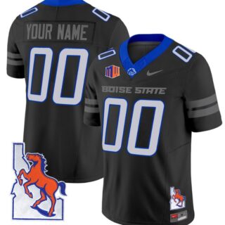 Custom Boise State Broncos Jersey Name, Number Map Patch Vapor Football Black