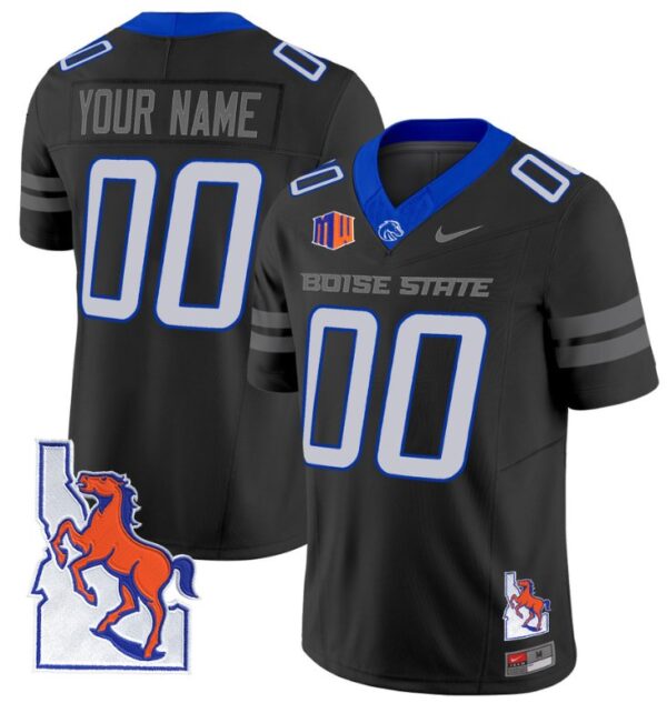 Custom Boise State Broncos Jersey Name, Number Map Patch Vapor Football Black