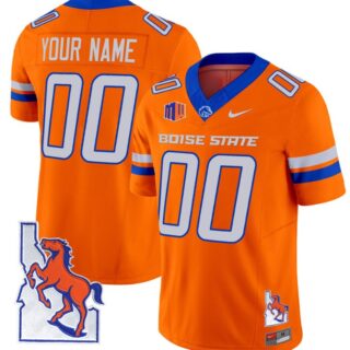 Custom Boise State Broncos Jersey Name, Number Map Patch Vapor Football Orange