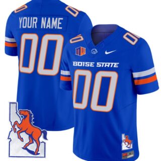 Custom Boise State Broncos Jersey Name, Number Map Patch Vapor Football Royal