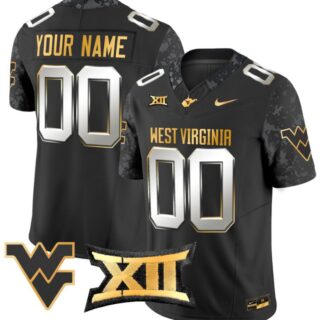 Custom West Virginia Mountaineers Jersey Name, Number Gold Vapor Football Black Limited