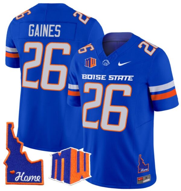 Sire Gaines Jersey #26 Boise State Broncos 2024 Home Patch Vapor Football Royal