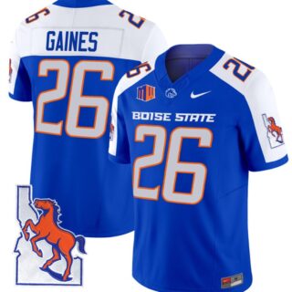 Sire Gaines Jersey #26 Boise State Broncos 2024 Map Patch Vapor Football Royal Alternate