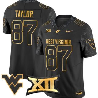 Kole Taylor Jersey #87 West Virginia Mountaineers Gold Vapor Football Black Gold