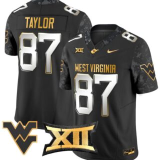 Kole Taylor Jersey #87 West Virginia Mountaineers Gold Vapor Football Black Limited