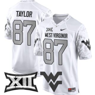 Kole Taylor Jersey #87 West Virginia Mountaineers Game Football White