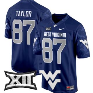 Kole Taylor Jersey #87 West Virginia Mountaineers Game Football Navy