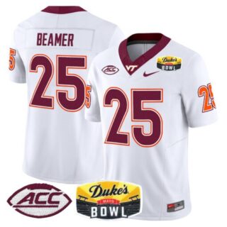 Frank Beamer Jersey #25 Virginia Tech Hokies 2025 Duke's Mayo Bowl Patch White
