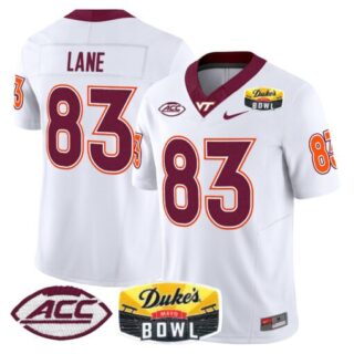 Jaylin Lane Jersey #83 Virginia Tech Hokies 2025 Duke's Mayo Bowl Patch White